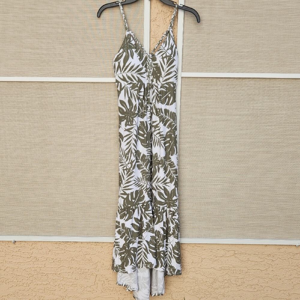 Derek Heart Green and White Leaf Dress